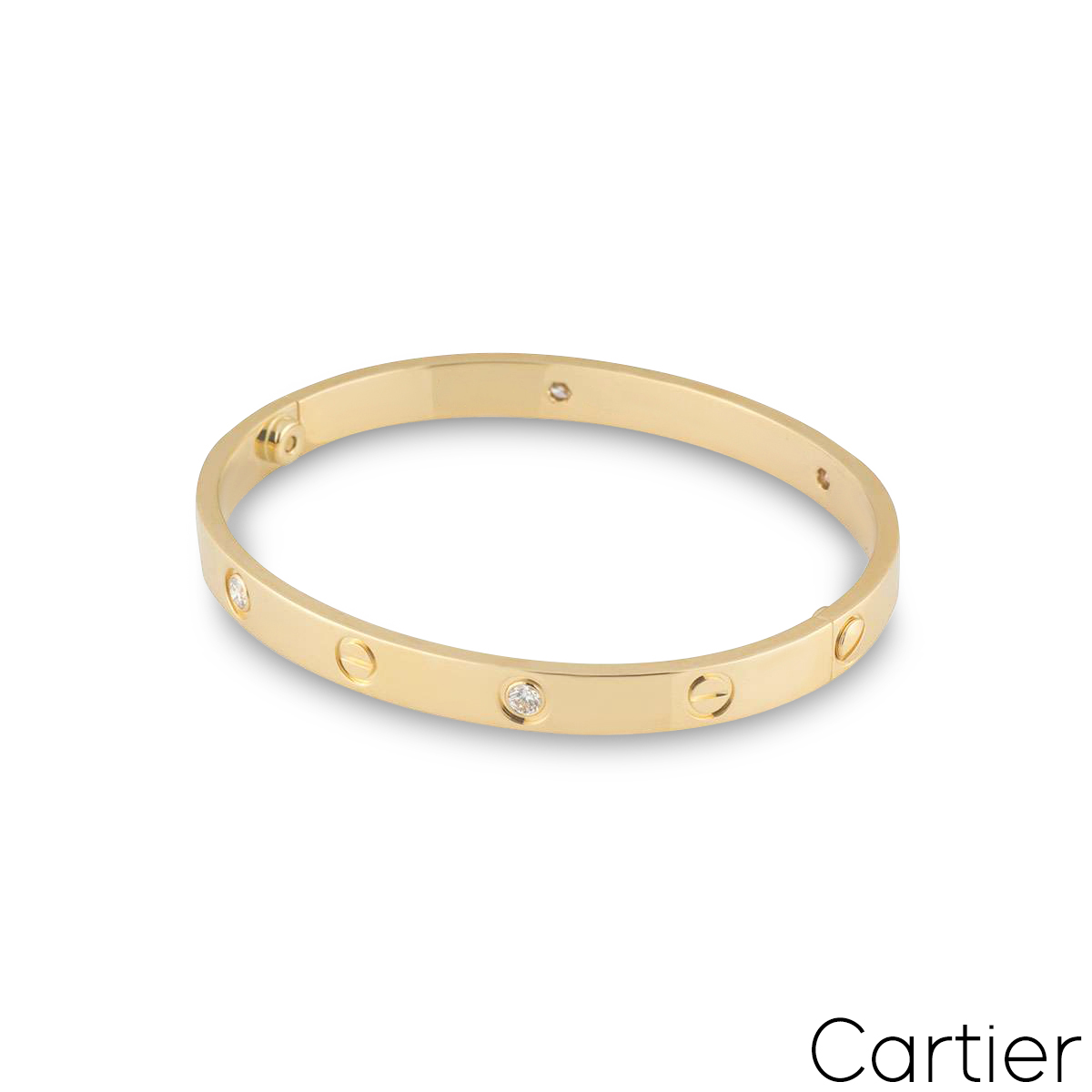 Cartier Yellow Gold Half Diamond Love Bracelet Size 17 B6035917